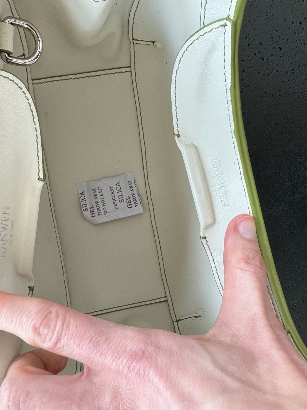 HANWEN NEW YORK Nino Crossbody Clutch Bag Croc-Embossed Calfskin Cream Olive - Picture 9 of 10
